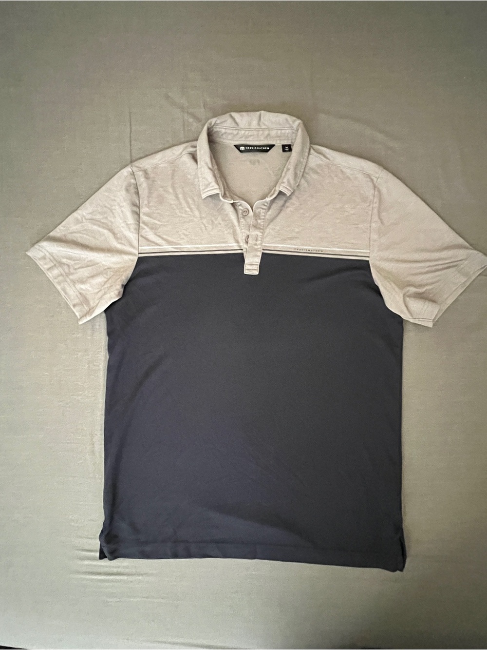 Travis Mathew Two-Tone Polo — Gray & Navy Blue